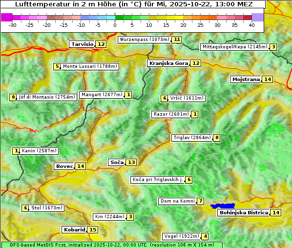 Temperatur, 22. 10. 2025