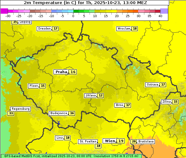 Temperatur, 23. 10. 2025