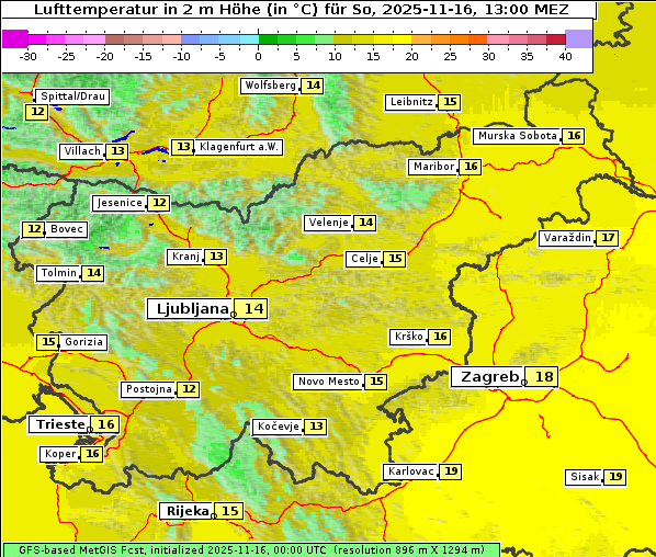 Temperatur, 16. 11. 2025