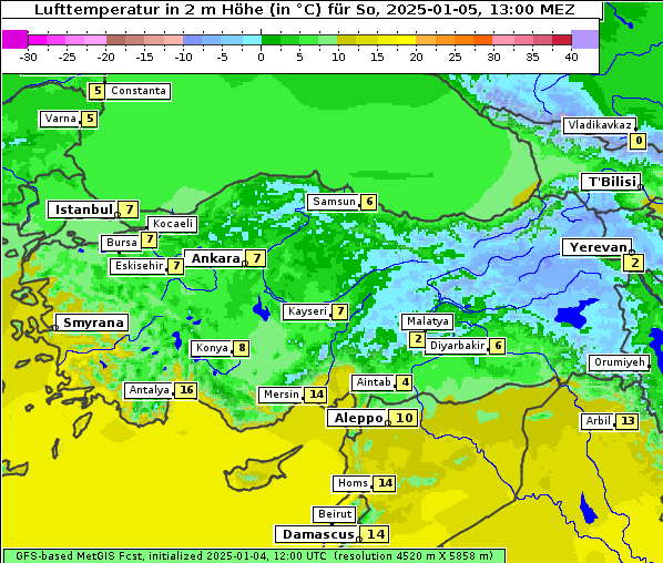 Temperatur, 5. 1. 2025