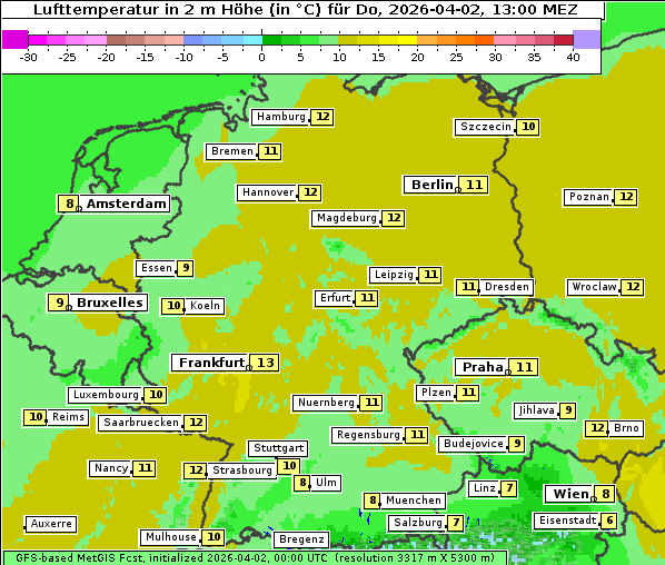 Temperatur, 2. 4. 2026