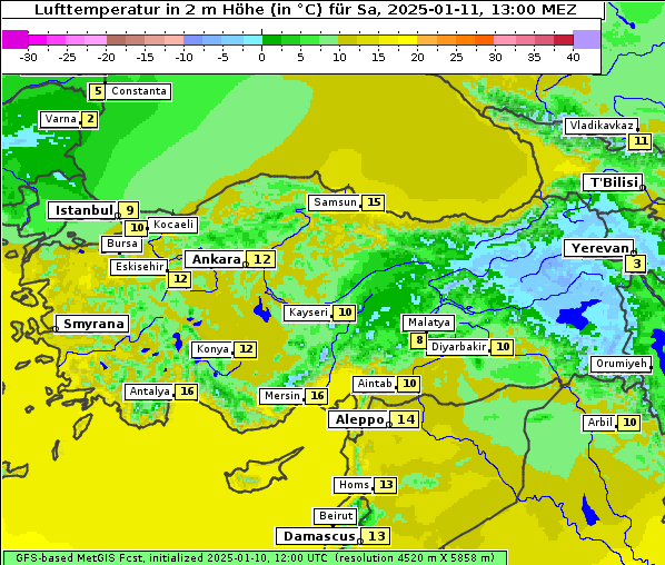 Temperatur, 11. 1. 2025