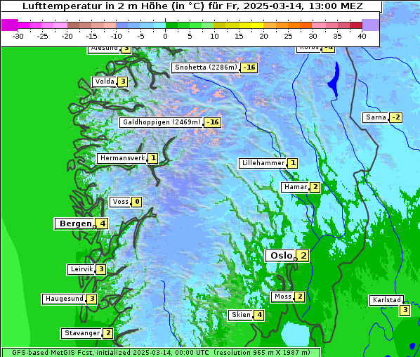 Temperatur, 14. 3. 2025