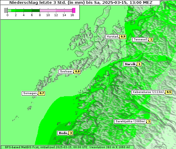 Niederschlag, 15. 3. 2025