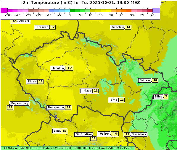 Temperatur, 21. 10. 2025