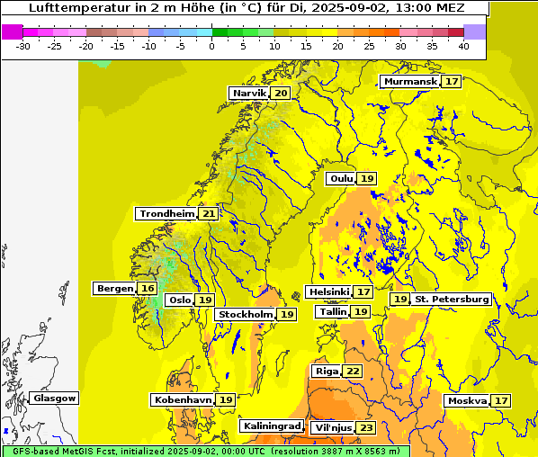 Temperatur, 2. 9. 2025