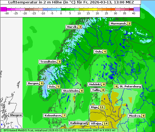Temperatur, 13. 3. 2026