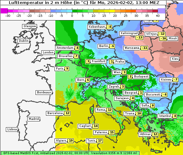Temperatur, 2. 2. 2026