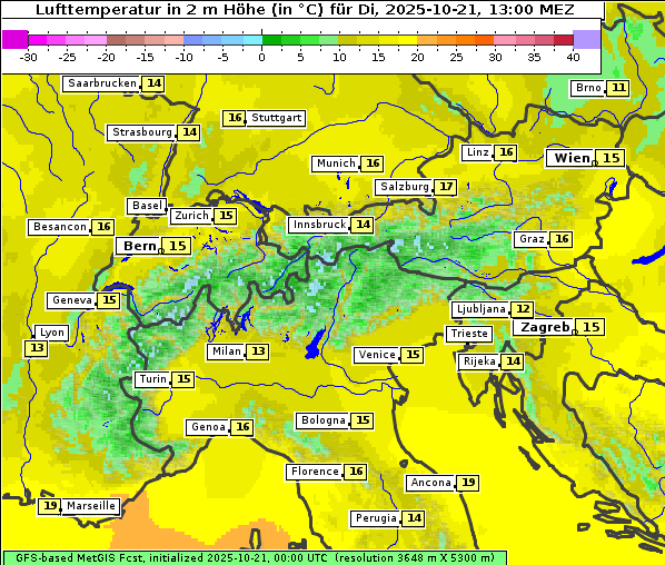 Temperatur, 21. 10. 2025
