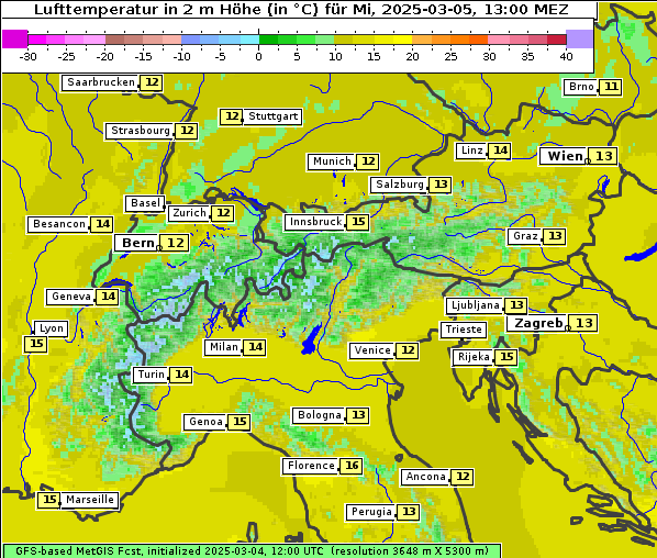 Temperatur, 5. 3. 2025