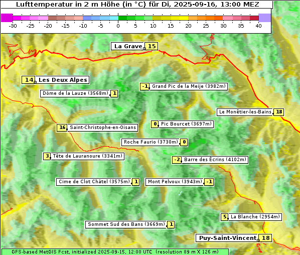 Temperatur, 16. 9. 2025