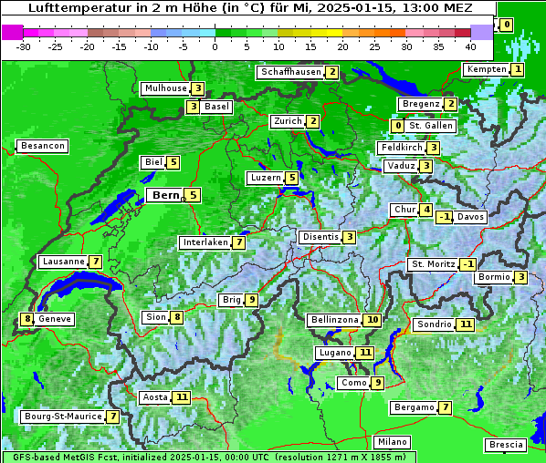 Temperatur, 15. 1. 2025