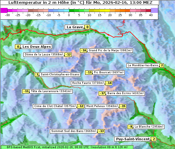 Temperatur, 16. 2. 2026