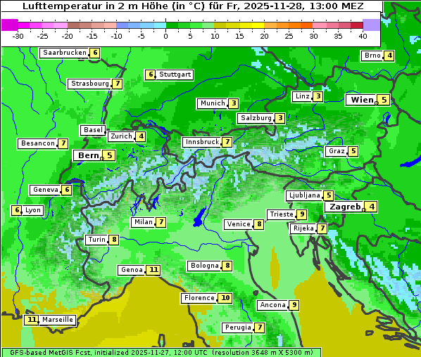 Temperatur, 28. 11. 2025