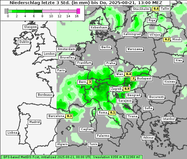 Niederschlag, 21. 8. 2025