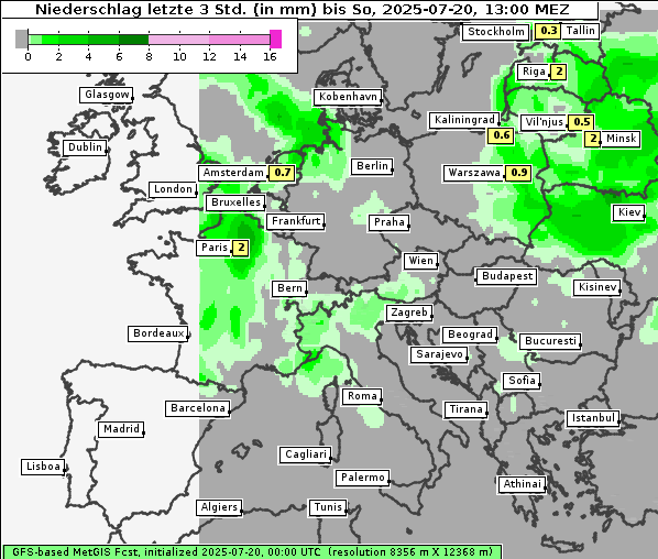 Niederschlag, 20. 7. 2025