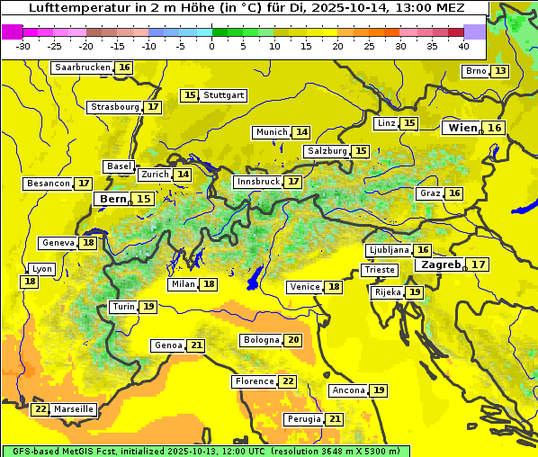 Temperatur, 14. 10. 2025