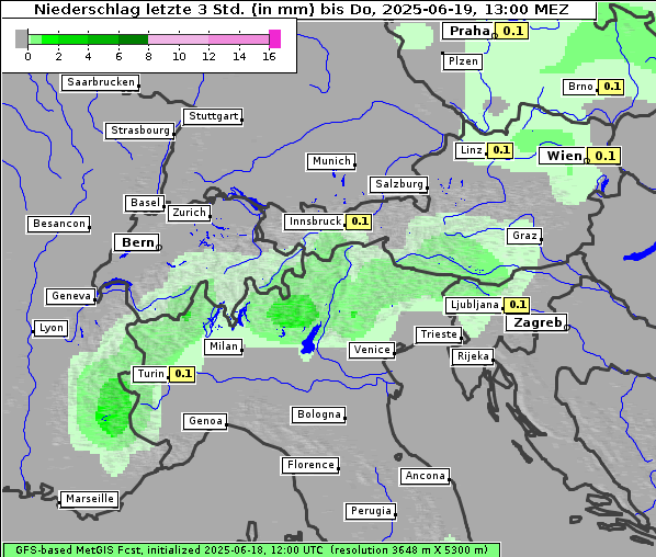Niederschlag, 19. 6. 2025