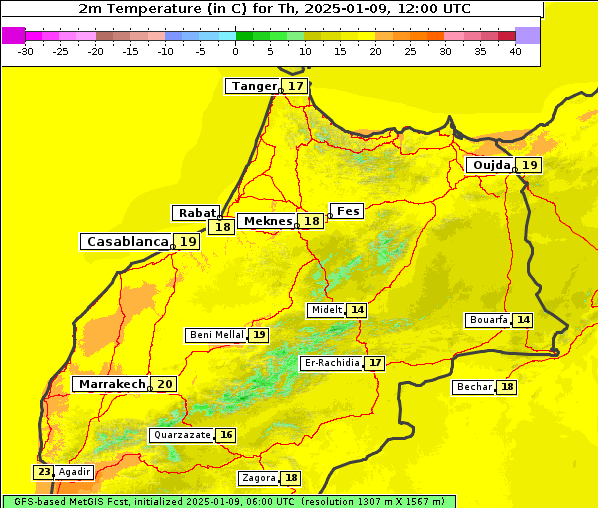 Temperatur, 9. 1. 2025