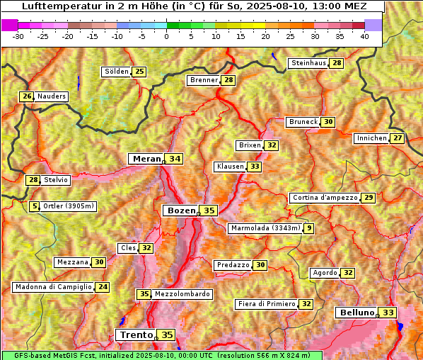 Temperatur, 10. 8. 2025