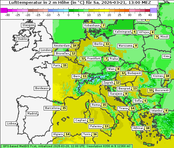Temperatur, 21. 3. 2026