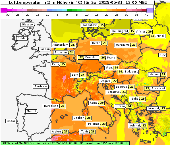 Temperatur, 31. 5. 2025