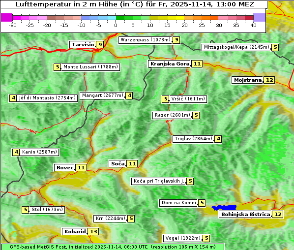 Temperatur, 14. 11. 2025