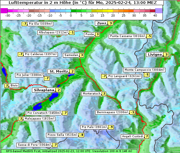 Temperatur, 24. 2. 2025