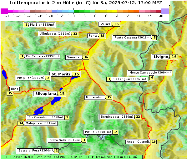 Temperatur, 12. 7. 2025