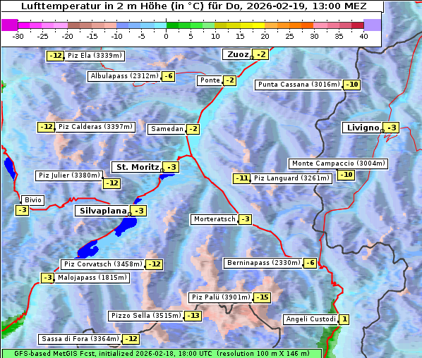 Temperatur, 19. 2. 2026