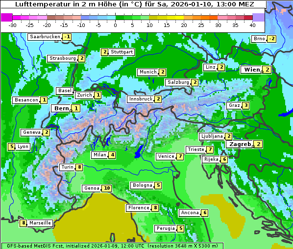 Temperatur, 10. 1. 2026