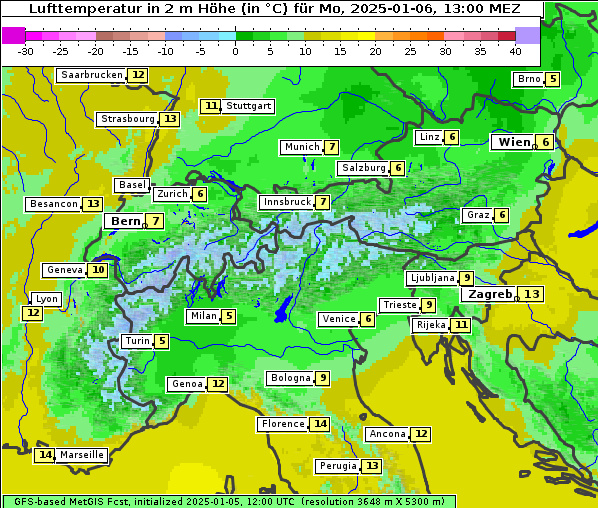 Temperatur, 6. 1. 2025