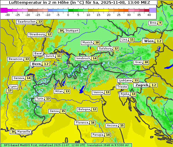 Temperatur, 8. 11. 2025