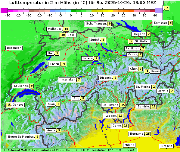 Temperatur, 26. 10. 2025
