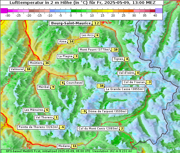 Temperatur, 9. 5. 2025