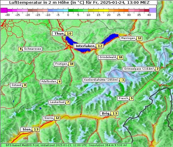 Temperatur, 24. 1. 2025