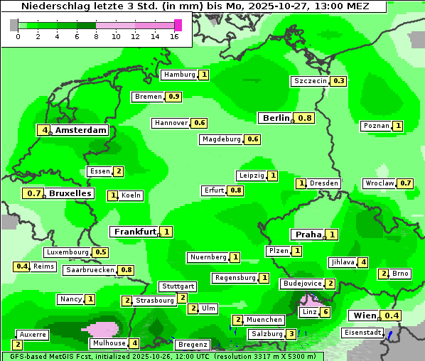 Niederschlag, 27. 10. 2025