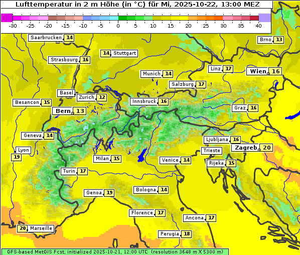 Temperatur, 22. 10. 2025