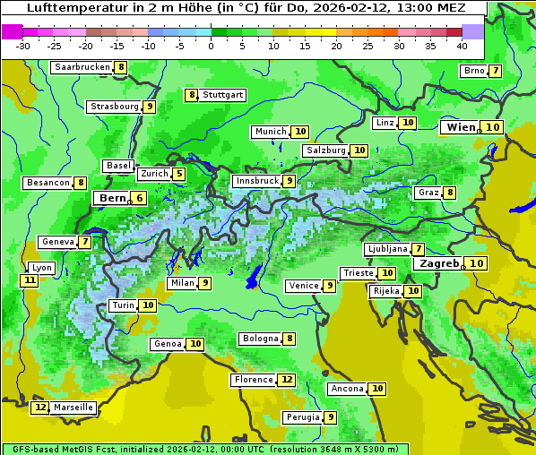 Temperatur, 12. 2. 2026
