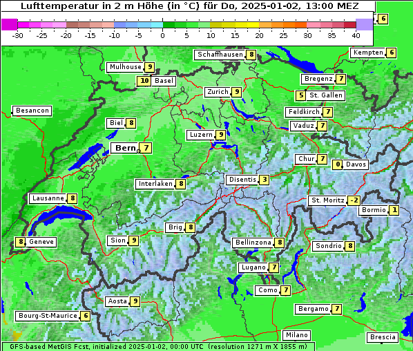 Temperatur, 2. 1. 2025