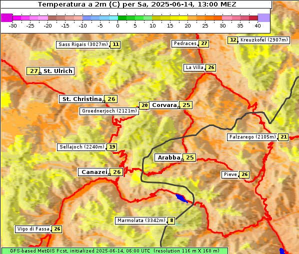 Temperatur, 14. 6. 2025