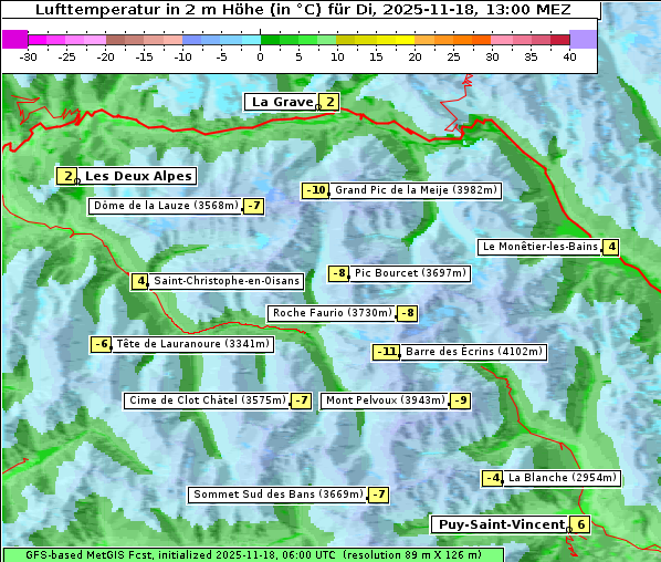 Temperatur, 18. 11. 2025