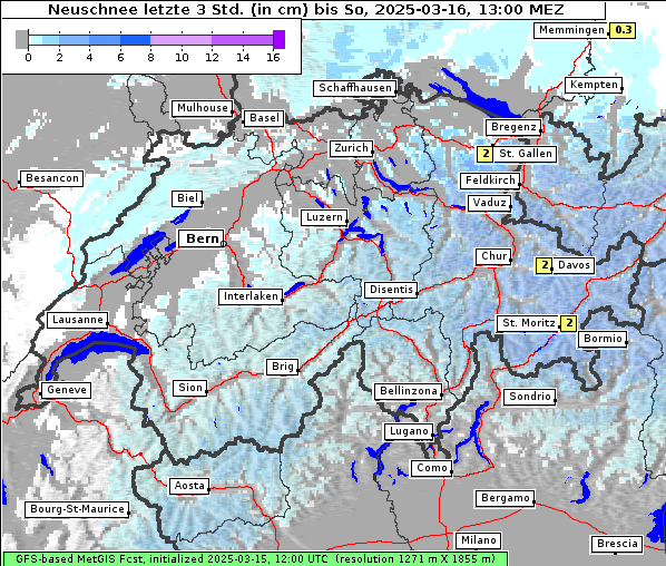 Neuschnee, 16. 3. 2025