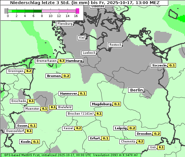 Niederschlag, 17. 10. 2025
