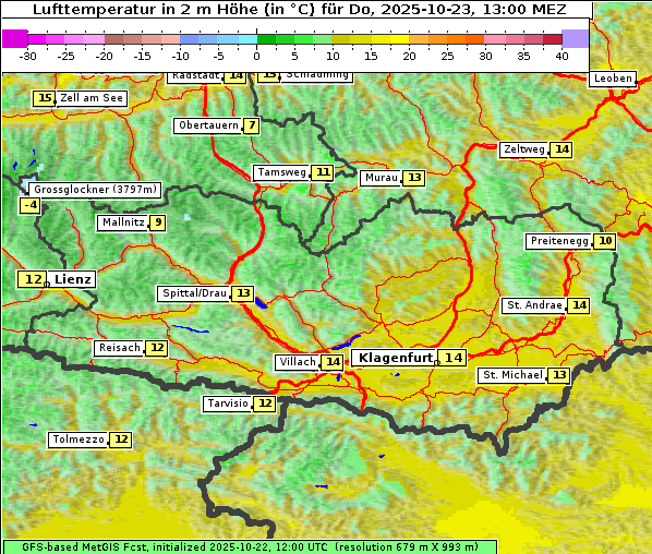 Temperatur, 23. 10. 2025