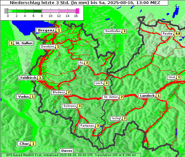 Niederschlag, 16. 8. 2025