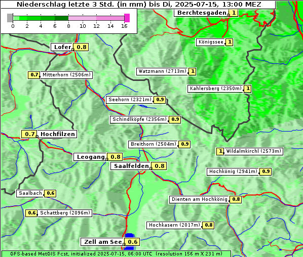 Niederschlag, 15. 7. 2025