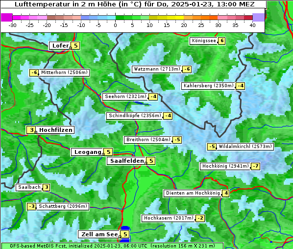 Temperatur, 23. 1. 2025