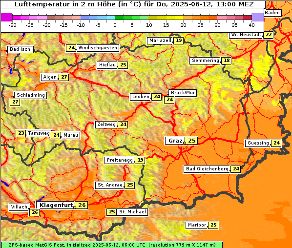 Temperatur, 12. 6. 2025