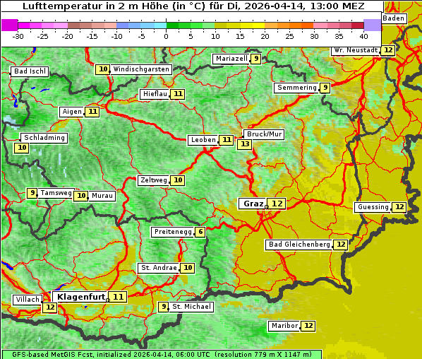 Temperatur, 14. 4. 2026
